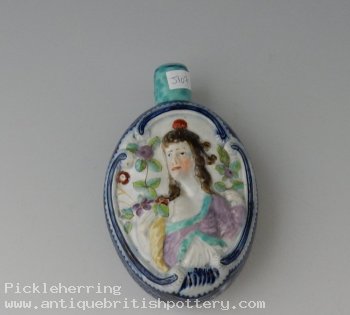 Bovey Tracey Pearlware Flask